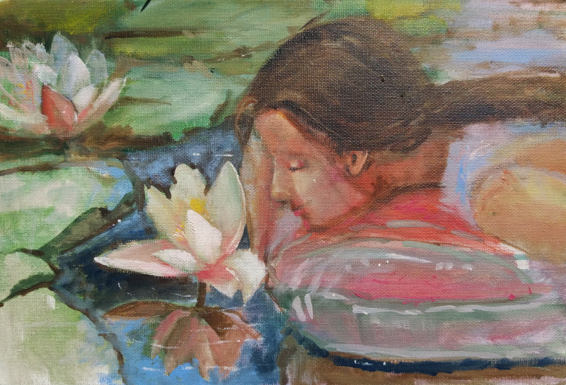 Lily Girl original painting by Rasa Staskonytė. Paintings With People