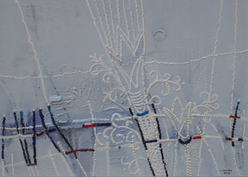 Vidmantas Zarėka tapytas paveikslas Sniego gėlės, Abstrakti tapyba , paveikslai internetu