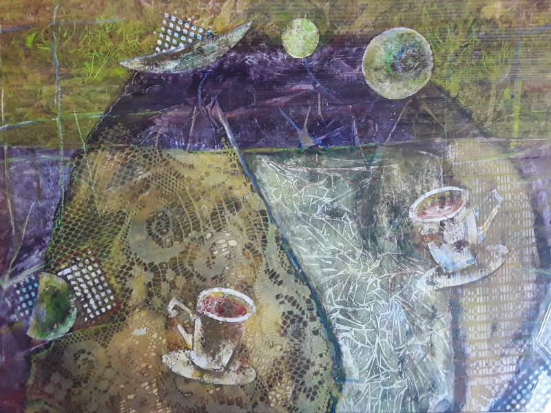 Arūnas Vasiliauskas tapytas paveikslas Kava dviems, Abstrakti tapyba , paveikslai internetu