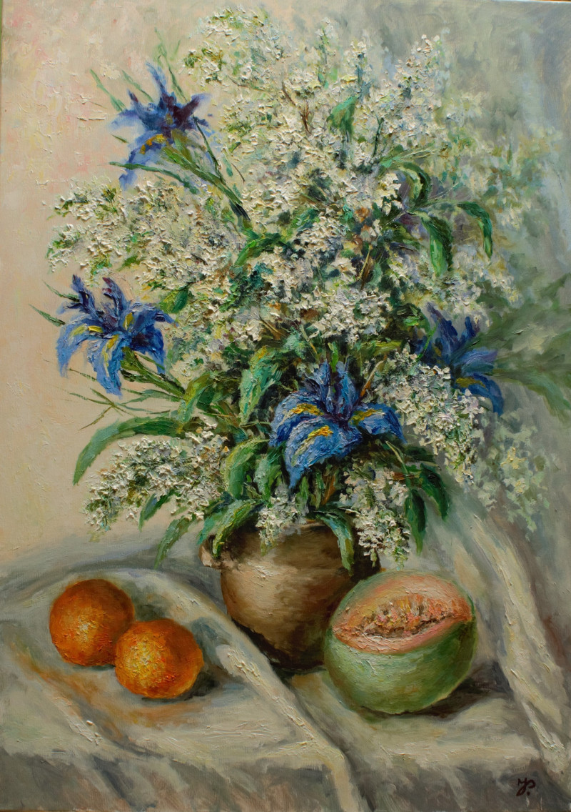 Still Life With Melon original painting by Irma Pažimeckienė. Still-Life