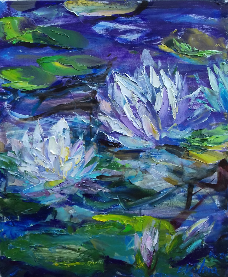 Lilies. From the cycle \\"Ended white\\" original painting by Vilma Vasiliauskaitė. Flowers