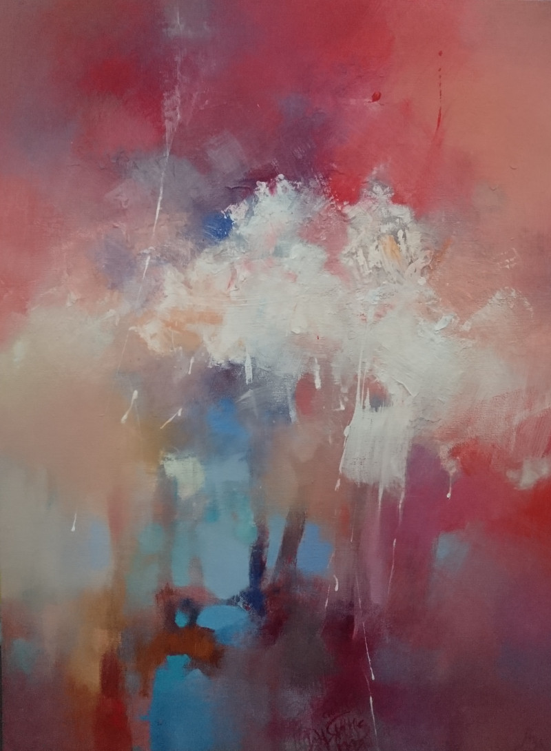 Aistė Jurgilaitė tapytas paveikslas Žiedų lietus, Abstrakti tapyba , paveikslai internetu