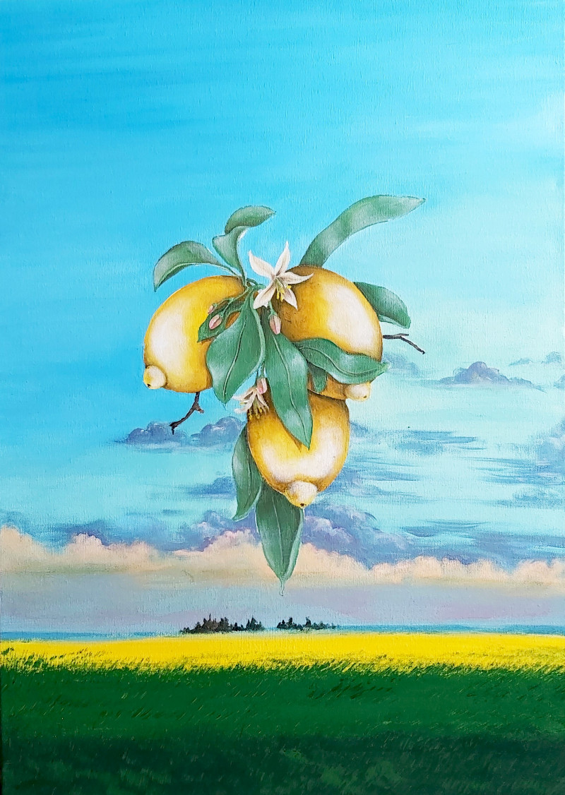 Lemons / donation to Ukraine original painting by Silvija Pupelytė. Slava Ukraini
