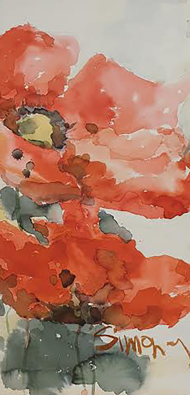 Simonas Skrabulis tapytas paveikslas Aguonos IV, Gėlės , paveikslai internetu