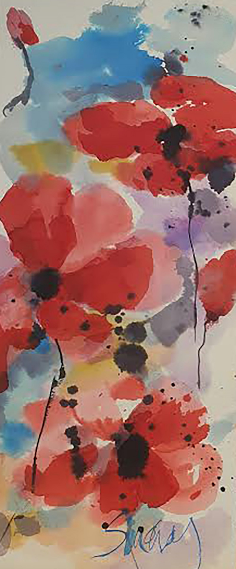 Poppies III original painting by Simonas Skrabulis. Flowers