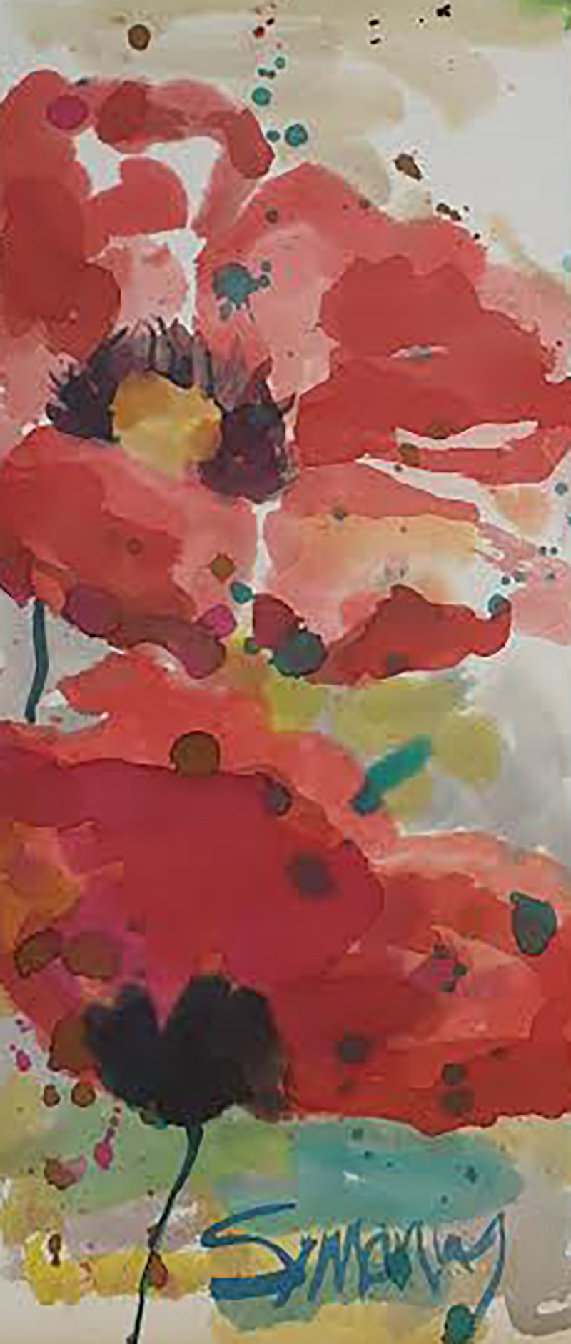 Simonas Skrabulis tapytas paveikslas Aguonos VI, Gėlės , paveikslai internetu