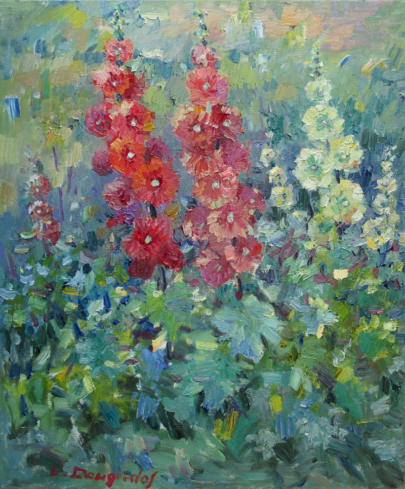 Liudvikas Daugirdas tapytas paveikslas Piliarožės sode, Gėlės , paveikslai internetu