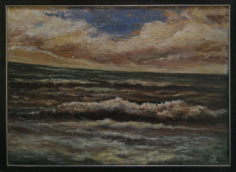 Sea original painting by Gediminas Rudys . Marine Art