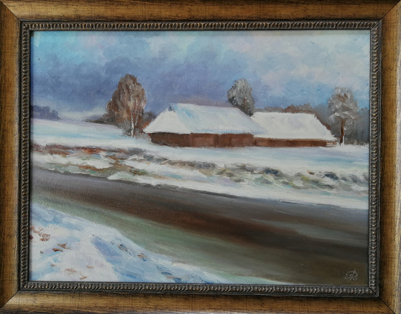 Early Snow original painting by Gediminas Rudys . Realism