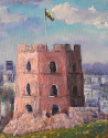A Castle original painting by Petras Beniulis. Urbanistic - Cityscape