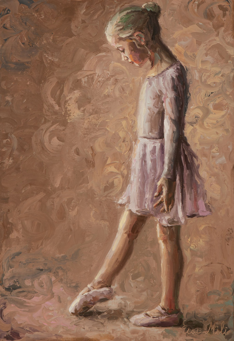 Little Ballerina With Pink Suit original painting by Eva Mili. Dance - Music