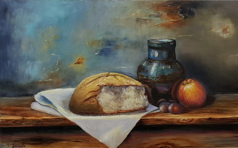 Vladimiras Jarmolo tapytas paveikslas Pusryčiai pas mamą, Natiurmortai , paveikslai internetu