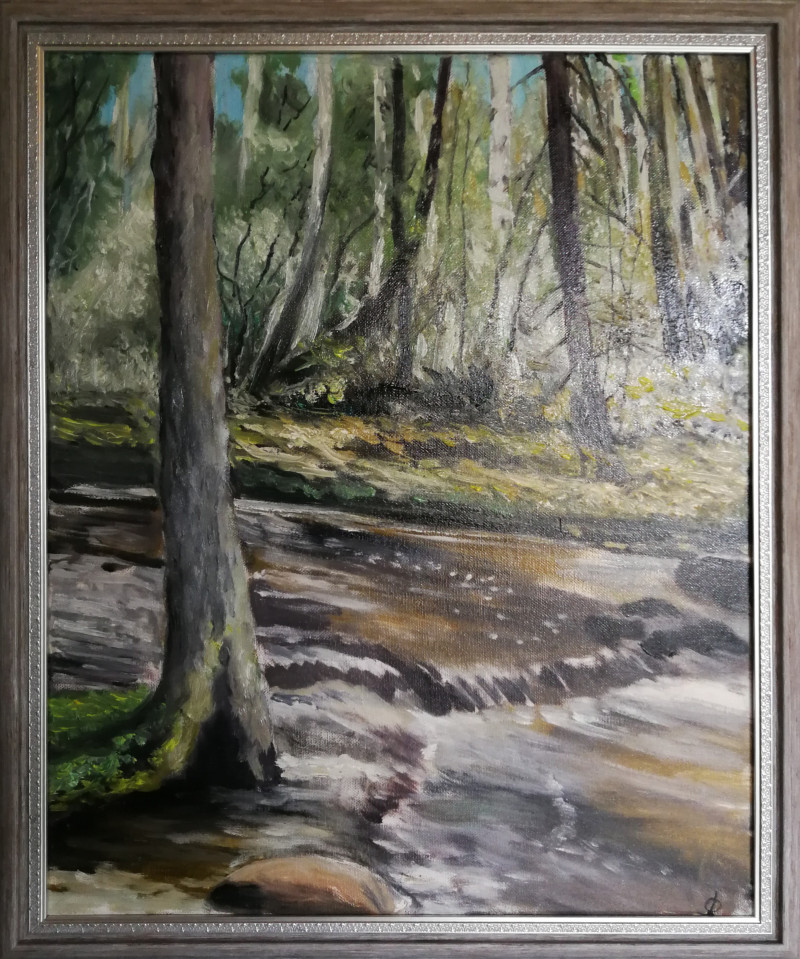 Gediminas Rudys tapytas paveikslas Vaikystės upelis, Peizažai , paveikslai internetu