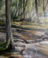Childhood River original painting by Gediminas Rudys . Landscapes