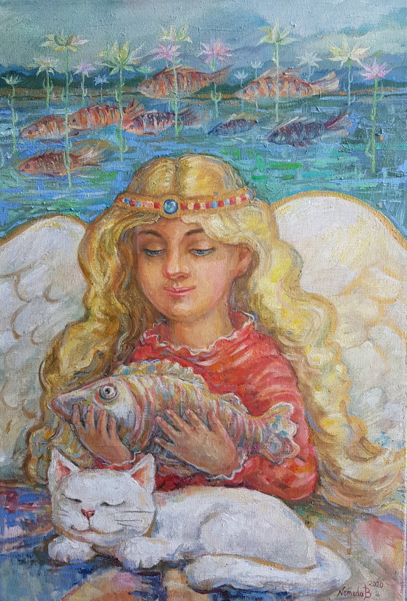 Little Angel original painting by Nomeda Balasevičiūtė. Paintings With People