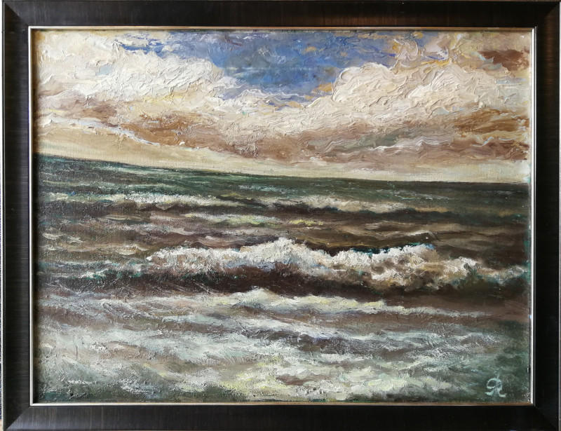 Sea original painting by Gediminas Rudys . Marine Art