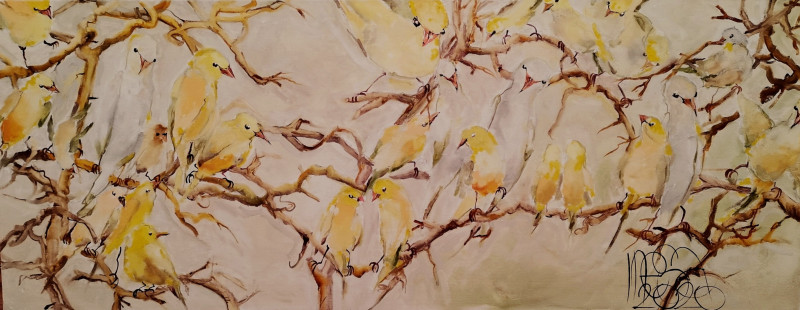 Birds 8 original painting by Inesa Škeliova. Animalistic Paintings