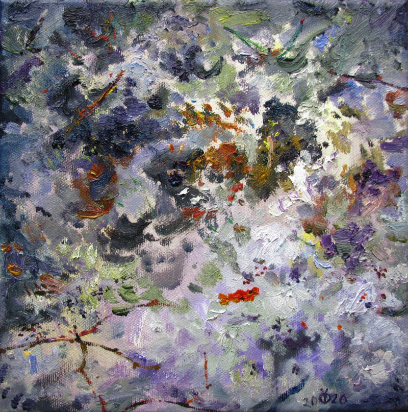 Leaves On Ice II original painting by Dalia Čistovaitė. Abstract Paintings