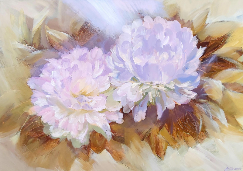 Lidija Skačkauskaitė-Kuklienė tapytas paveikslas Dviese, Gėlės , paveikslai internetu