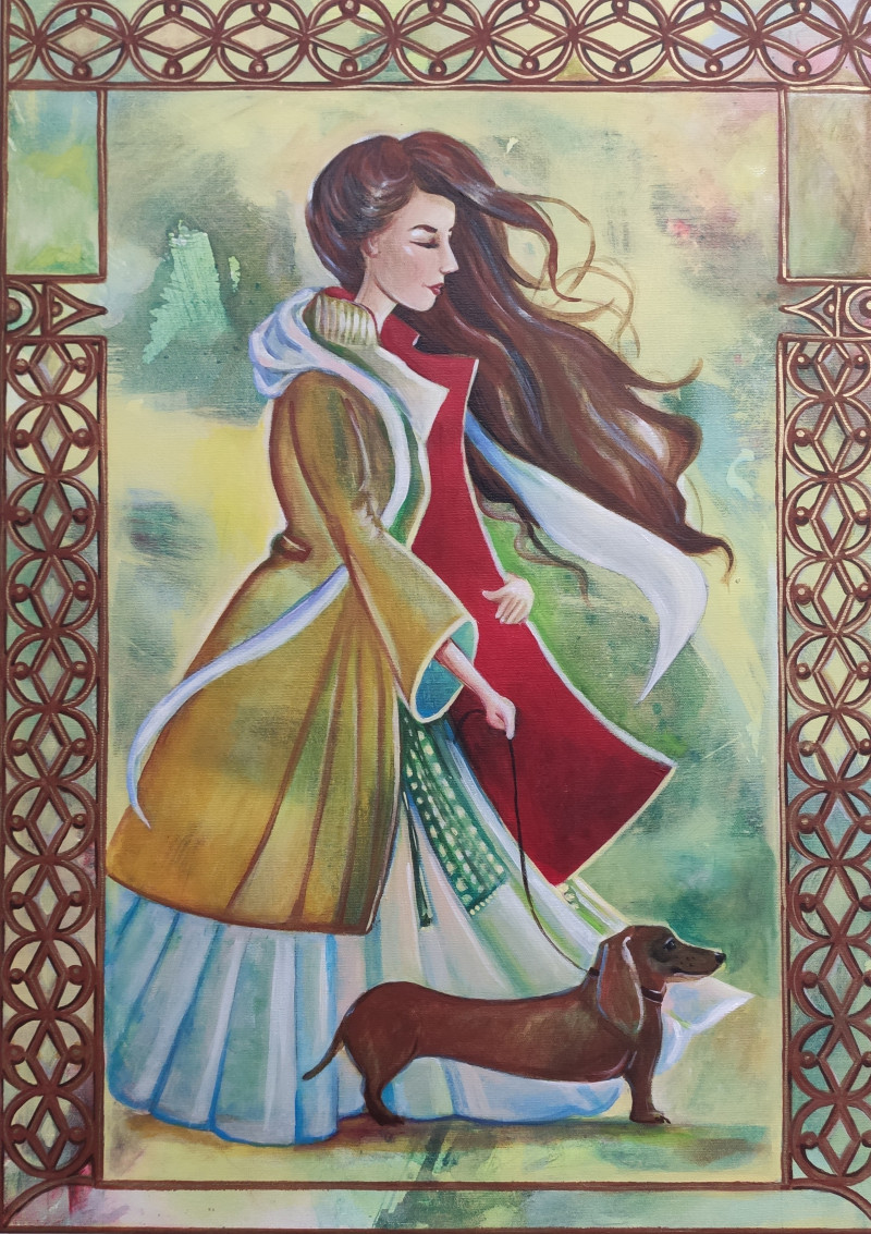 Lina Videckienė tapytas paveikslas Madam su šuniuku, Galerija , paveikslai internetu