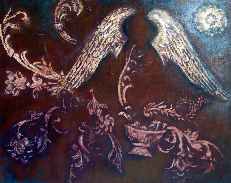 Saulė Želnytė tapytas paveikslas Paberžės sparnai, Abstrakti tapyba , paveikslai internetu