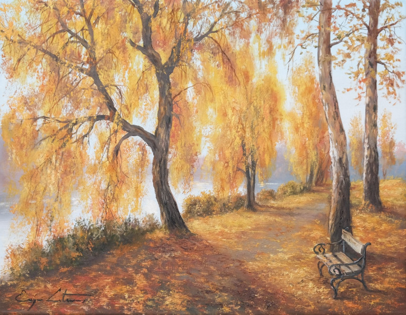 Sunny Autumn Day original painting by Jevgenijus Litvinas. Landscapes