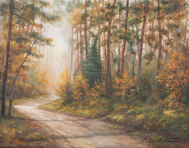 Forest Road original painting by Jevgenijus Litvinas. Landscapes
