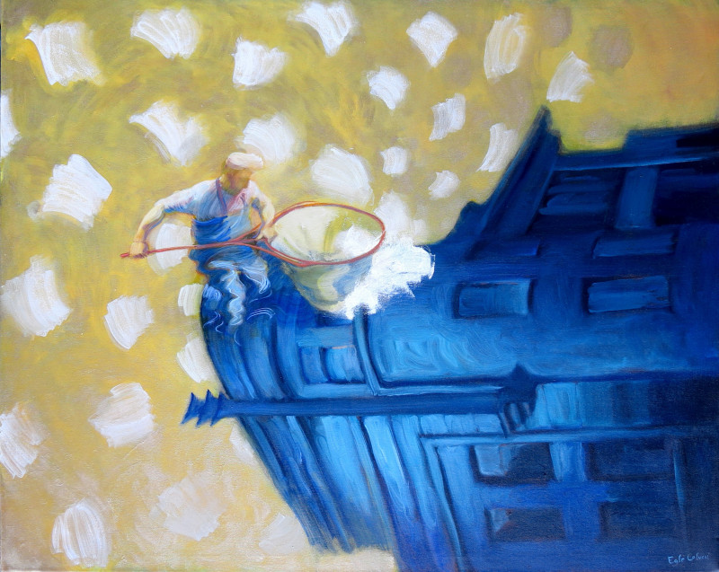 Eglė Colucci tapytas paveikslas Žvejyba mieste, Fantastiniai paveikslai , paveikslai internetu