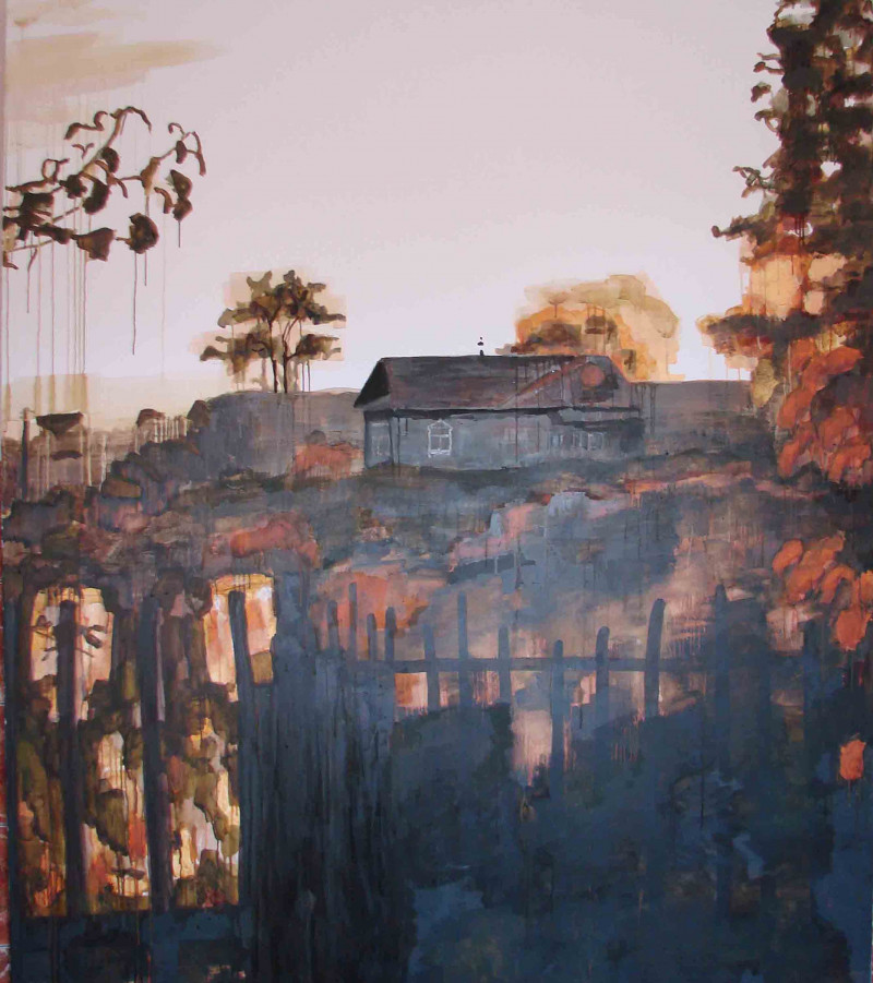 Those Houses original painting by Simona Žilėnaitė. Urbanistic - Cityscape
