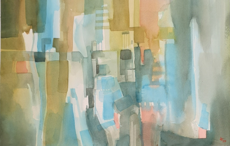 Eglė Lipinskaitė tapytas paveikslas Pasivaikščiojimas, Abstrakti tapyba , paveikslai internetu