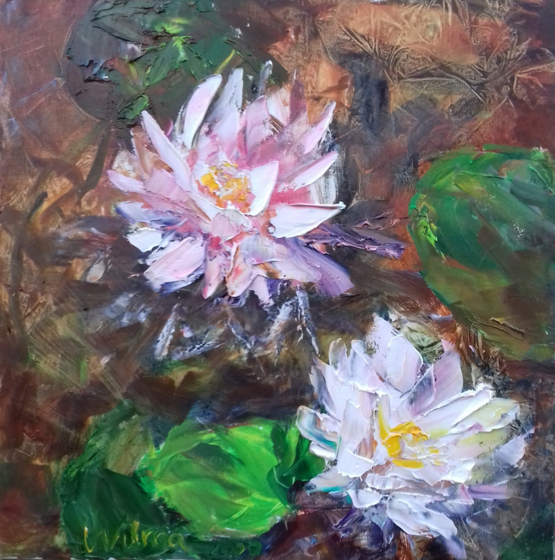 Crystal Lake Lilies III original painting by Vilma Vasiliauskaitė. Talk Of Flowers