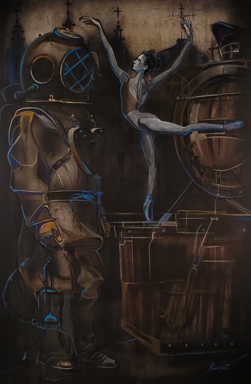 Ansis Burkė tapytas paveikslas Love is Locomotive, Išlaisvinta fantazija , paveikslai internetu