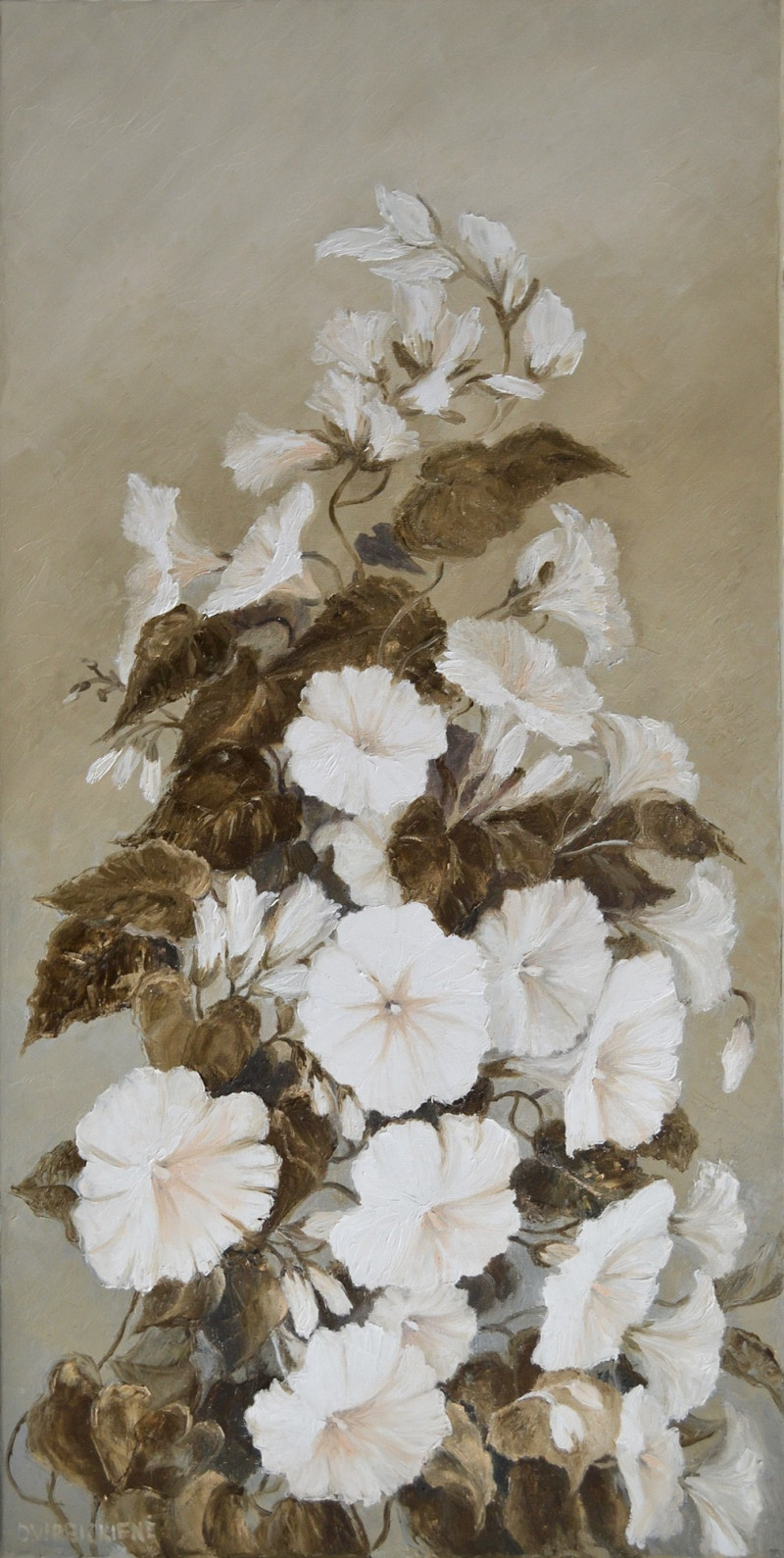 White Flowers original painting by Danutė Virbickienė. Talk Of Flowers