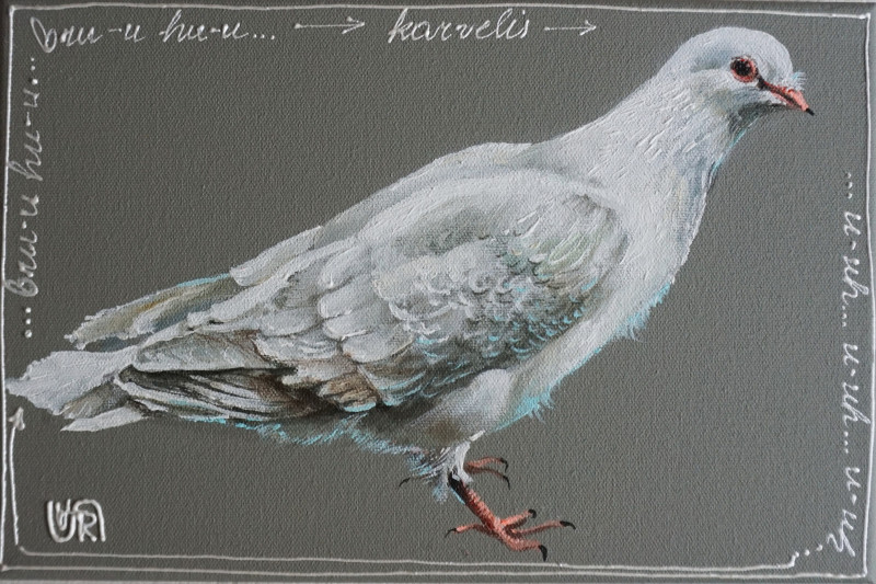 Pigeon / donation to Ukraine original painting by Rasa Tamošiūnienė. Slava Ukraini