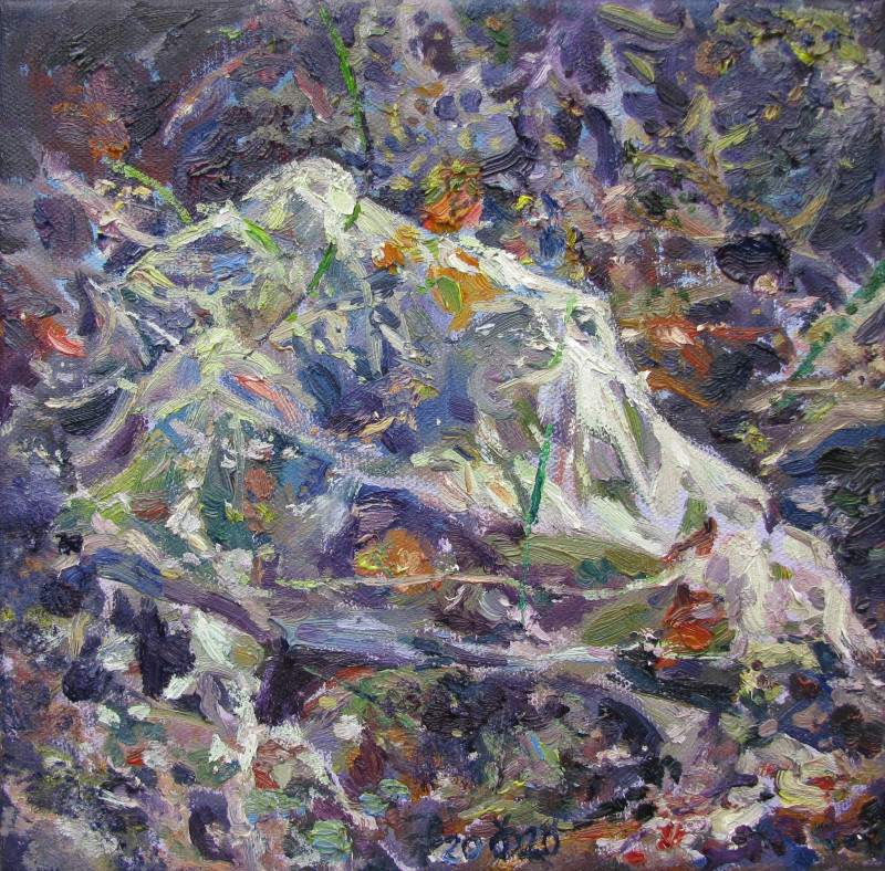 Leaves on ice IV original painting by Dalia Čistovaitė. Abstract Paintings