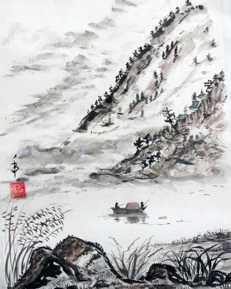 Indrė Beinartė tapytas paveikslas Kalnai-vanduo, Peizažai , paveikslai internetu