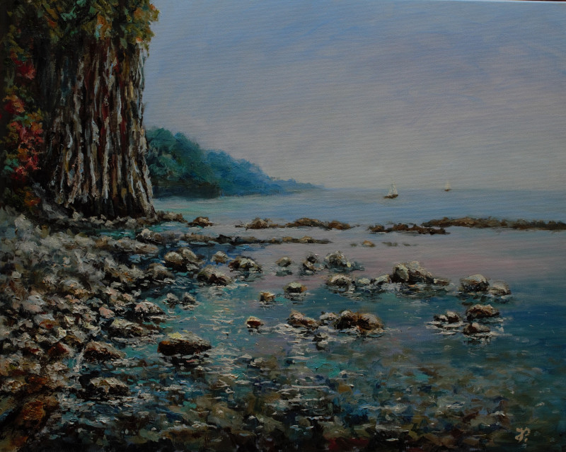 By the Black Sea original painting by Irma Pažimeckienė. Marine Art