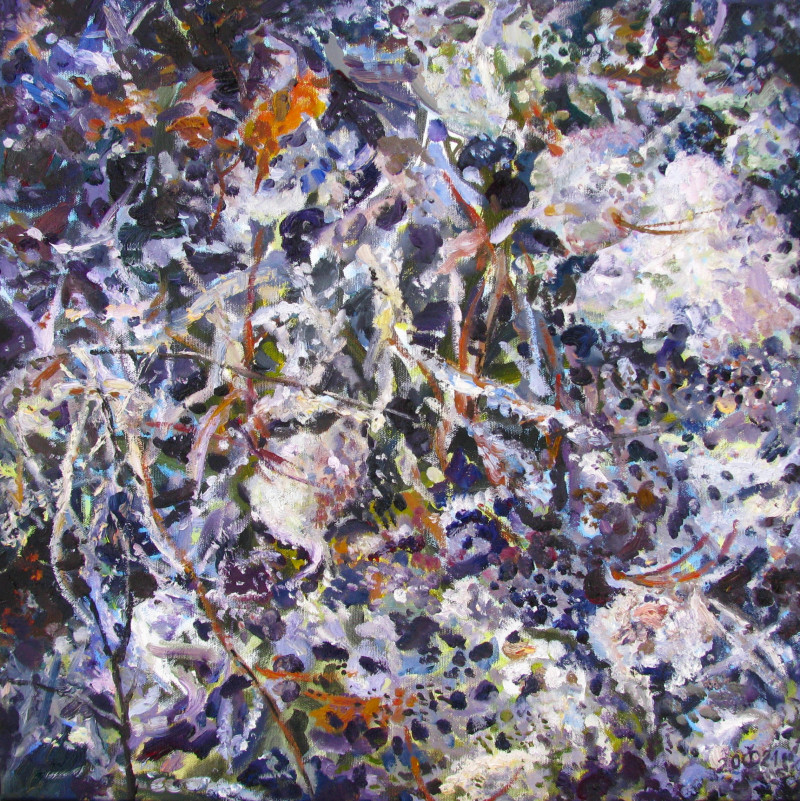 Leaves on ice V original painting by Dalia Čistovaitė. Abstract Paintings