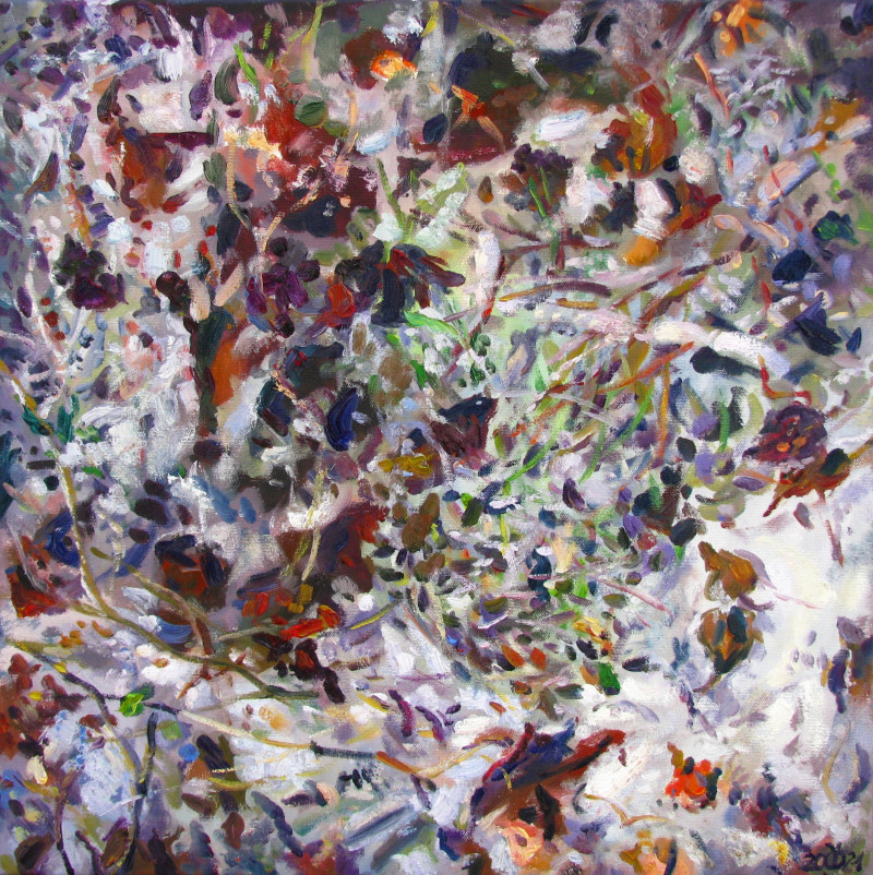Dalia Čistovaitė tapytas paveikslas Lapai lede VI, Abstrakti tapyba , paveikslai internetu