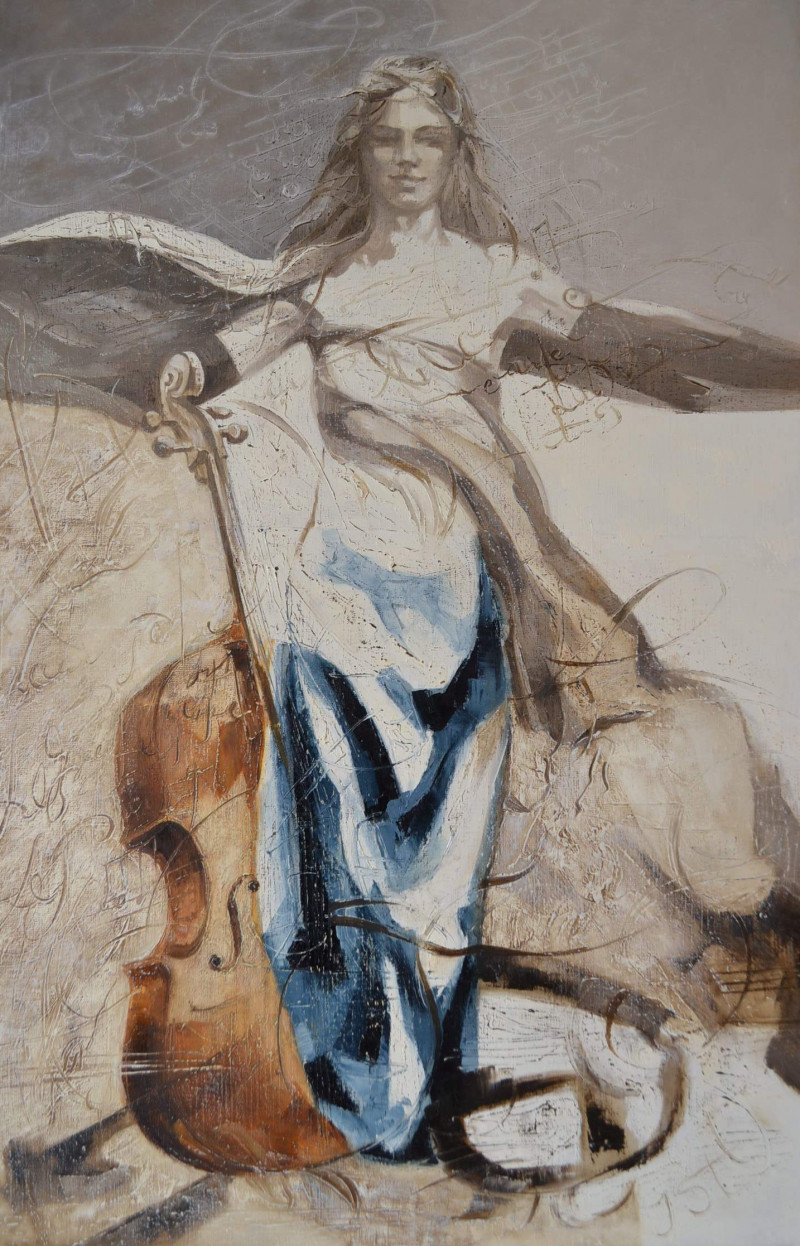 Irena Čingienė tapytas paveikslas Muzikinis etiudas, Angelų kolekcija , paveikslai internetu