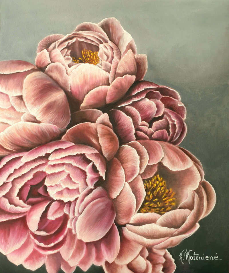 Karolina Matonienė tapytas paveikslas Bijūnai, Gėlės , paveikslai internetu