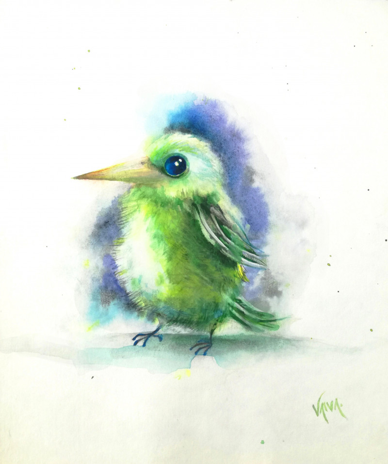 Mother Bird original painting by Vaiva Budzinauskė. Animalistic Paintings