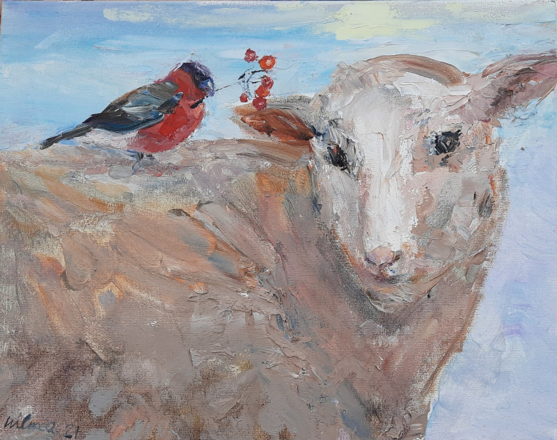 Friends original painting by Vilma Vasiliauskaitė. Animalistic Paintings