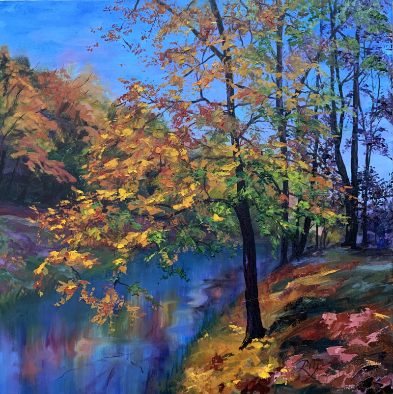 Autumn flow original painting by Rita Medvedevienė. Landscapes