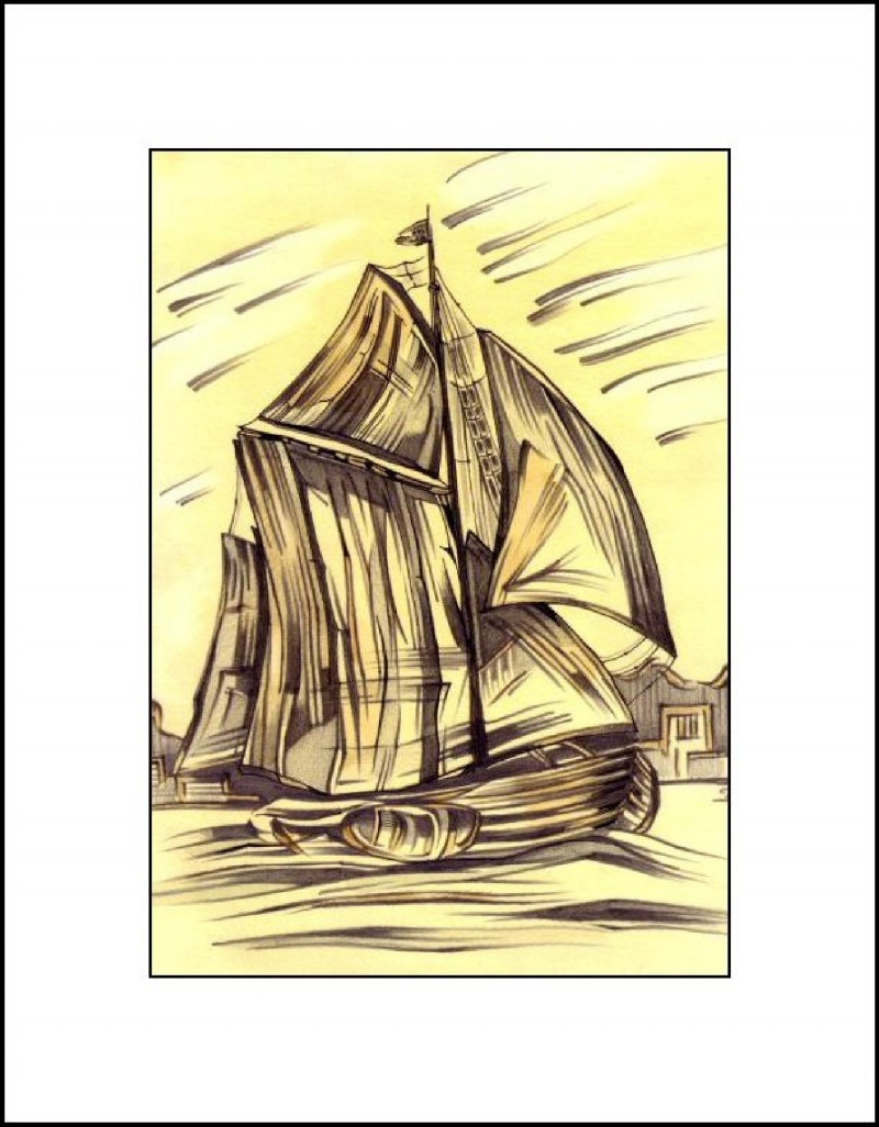 Artūras Skopas tapytas paveikslas Vienišas laivas , Miniatiūros - Maži darbai , paveikslai internetu