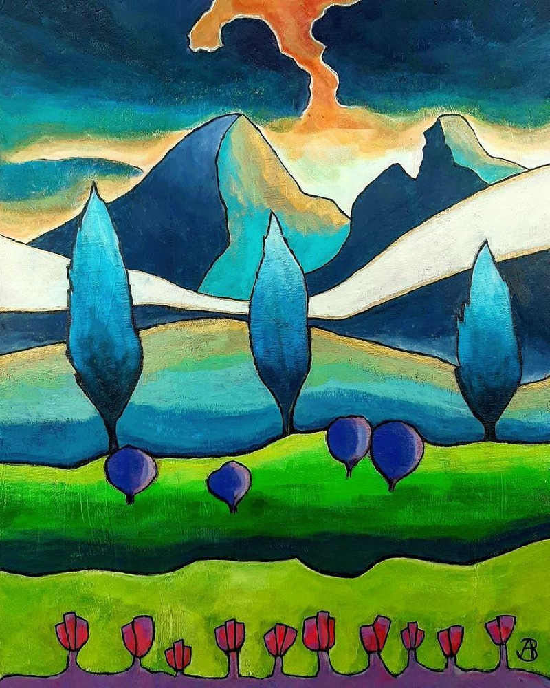 Mountains And Hills original painting by Agota Bričkutė . Landscapes