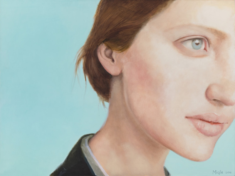 Miglė Kosinskaitė tapytas paveikslas Mergaitė žalsvame, Moters grožis , paveikslai internetu