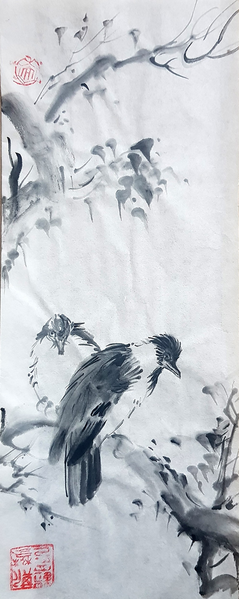 Jolanta Sereikaitė tapytas paveikslas Paukščiai. Kinų paveikslo kopija, Animalistiniai paveikslai , paveikslai internetu