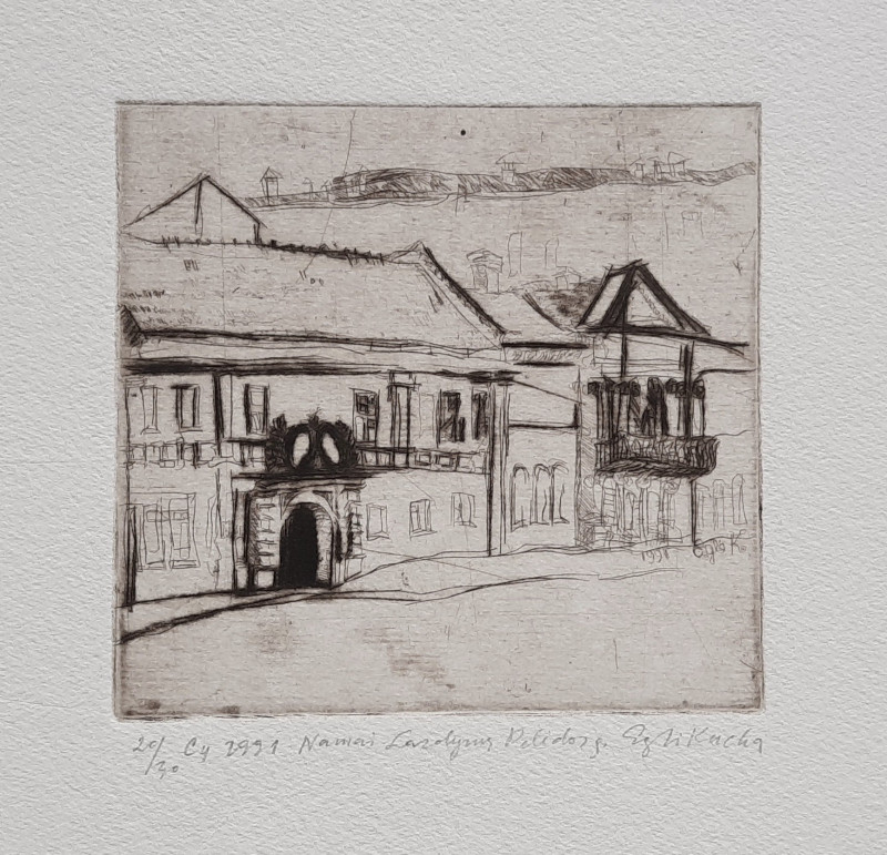 Eglė Kuckaitė tapytas paveikslas Namai Lazdynų Pelėdos gatvėje, Miniatiūros - Maži darbai , paveikslai internetu