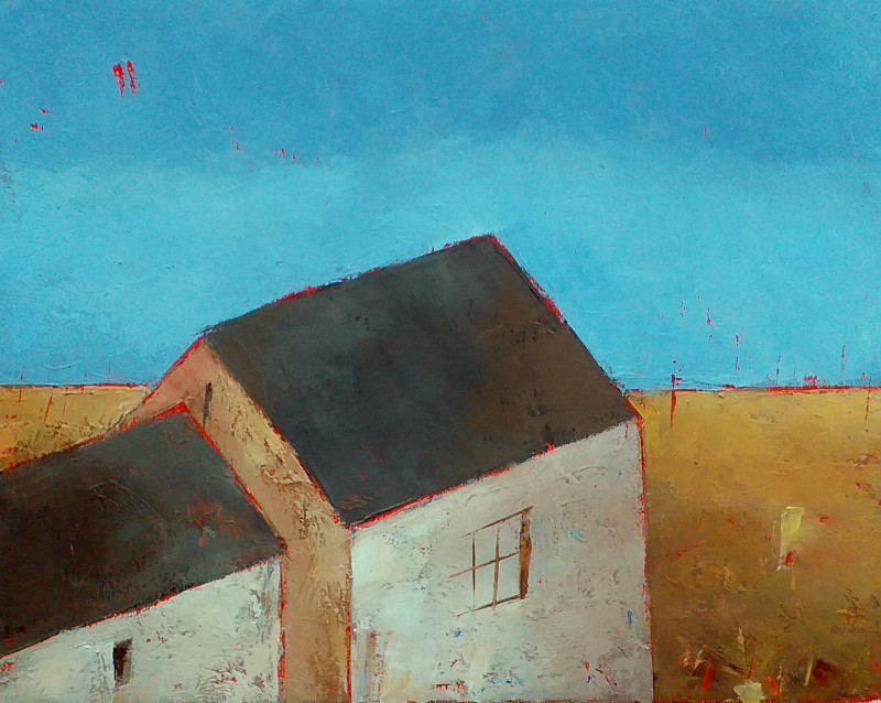 Kęstutis Jauniškis tapytas paveikslas Peizažas su namais 2, Peizažai , paveikslai internetu